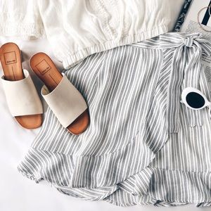 Lulus Walk on Air Striped Wrap Mini Skirt